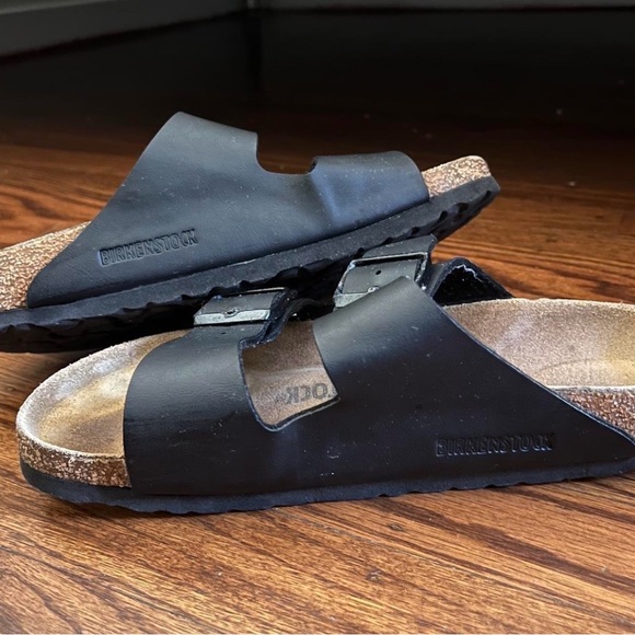 Birkenstock Shoes - Birkenstock Black Arizona Two-Strap Sandals